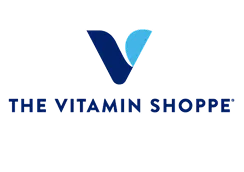 The Vitamin Shoppe logo with a V-shaped blue symbol above the text.