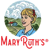 Logo of Mary Ruth's brand featuring a woman with blonde hair and countryside background.