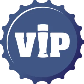 Blue bottle cap with white VIP text in the center.