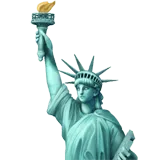 Statue of Liberty holding a torch in her right hand.