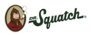 Dr. Squatch logo in green lettering with an illustrated portrait emblem.