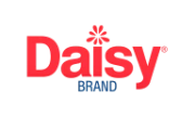 Red text 'Daisy' with a flower asterisk and blue text 'BRAND' beneath on a gray background.