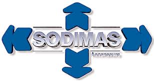Logo SODIMAS avec flèches bleues pointant dans quatre directions.