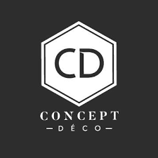 Logo hexagonal avec les lettres CD au centre et le texte Concept Déco en dessous.