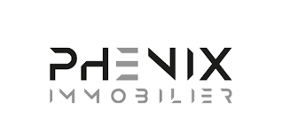 Logo Phenix Immobilier avec texte stylisé en noir et gris