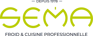 Logo SEMA avec texte depuis 1978, spécialisé en froid et cuisine professionnelle.
