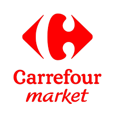 Logo Carrefour Market en rouge avec le symbole C stylisé.