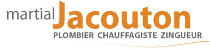 Logo de Martial Jacouton, plombier chauffagiste zingueur avec texte en orange et gris.