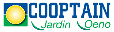 Logo COOPTAIN avec un cercle jaune et les mots Jardin et Oeno en vert.