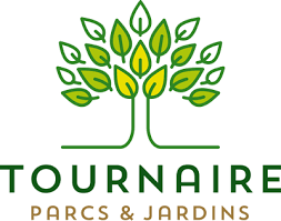 Logo tournaire avec un arbre stylisé en vert et jaune au-dessus du texte 'TOURNAIRE Parcs & Jardins'.