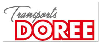 Logo du texte rouge et gris « Transports DOREE » sur fond blanc.