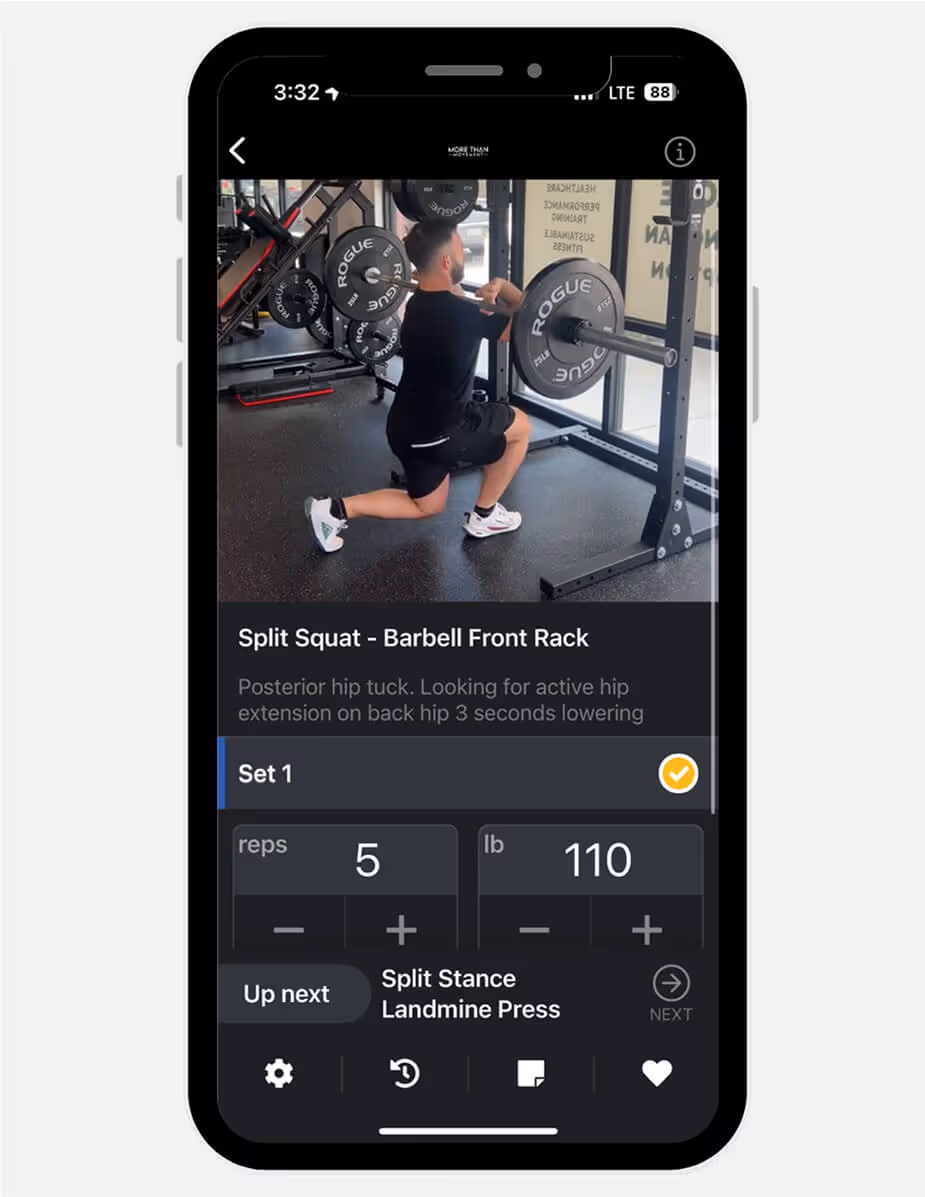 mtm app - exercise screen
