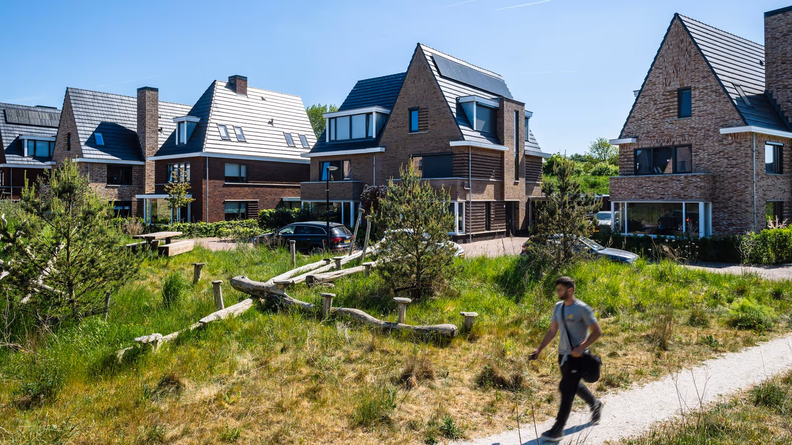 Foto buurtpark met bewoner