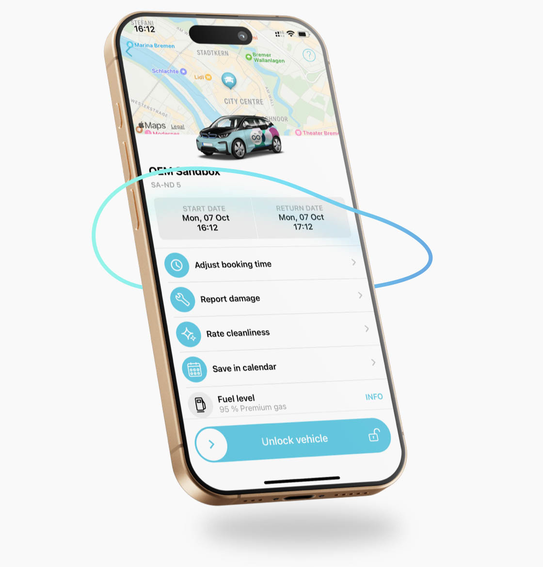 The vehicle overview in the MOQO App