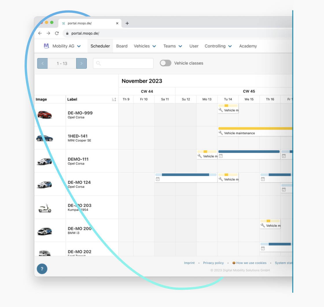 booking editor for fleet managers