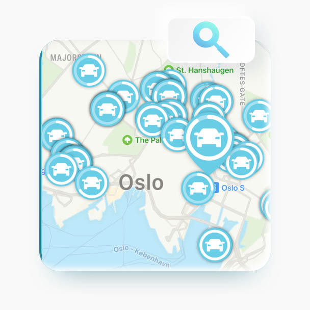 map of the available vehicles in this sharing offer