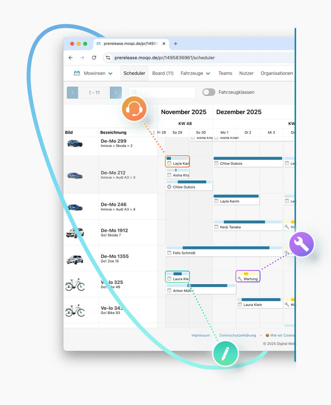 Intro of vehicle booking calendar for provider admins