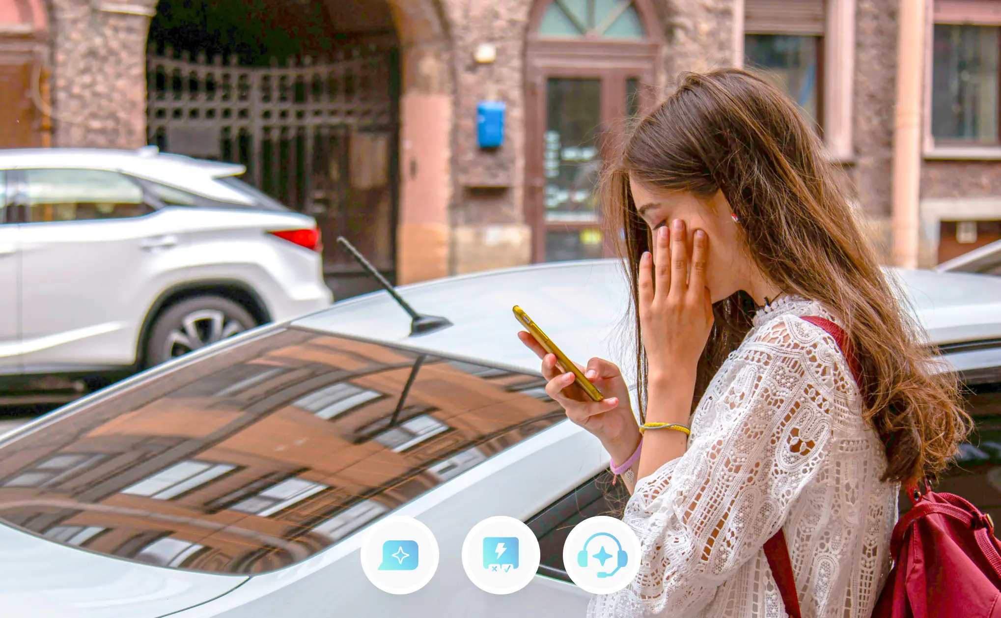 young couple enjoying to explore the MOQO App