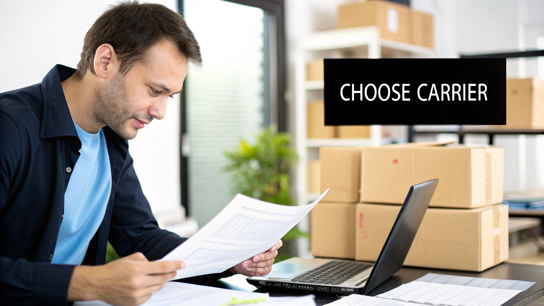 A calculator and a miniature freight truck on a desk, symbolizing the calculation of LTL shipping costs.