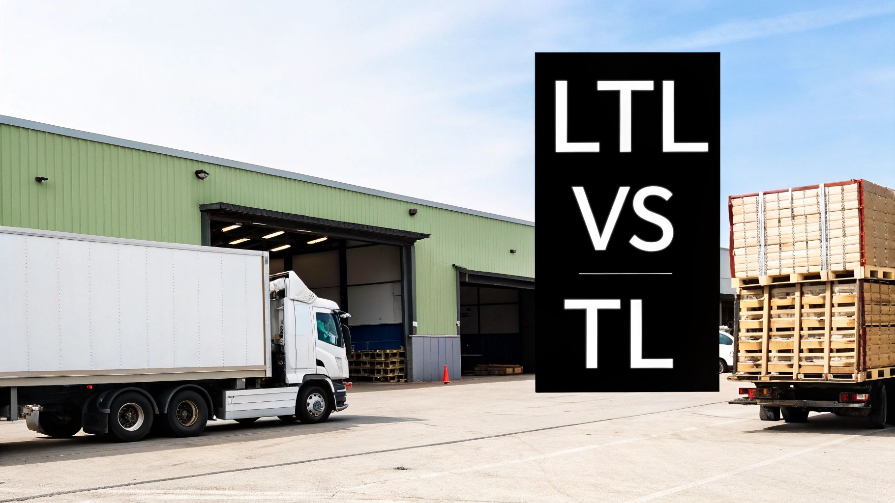 A truck on a highway representing LTL and TL shipping options