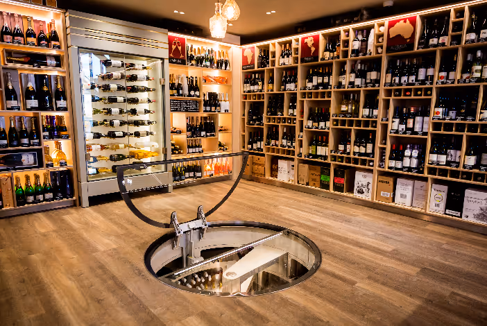 Interior wine cabinet inside of Taurus Wines