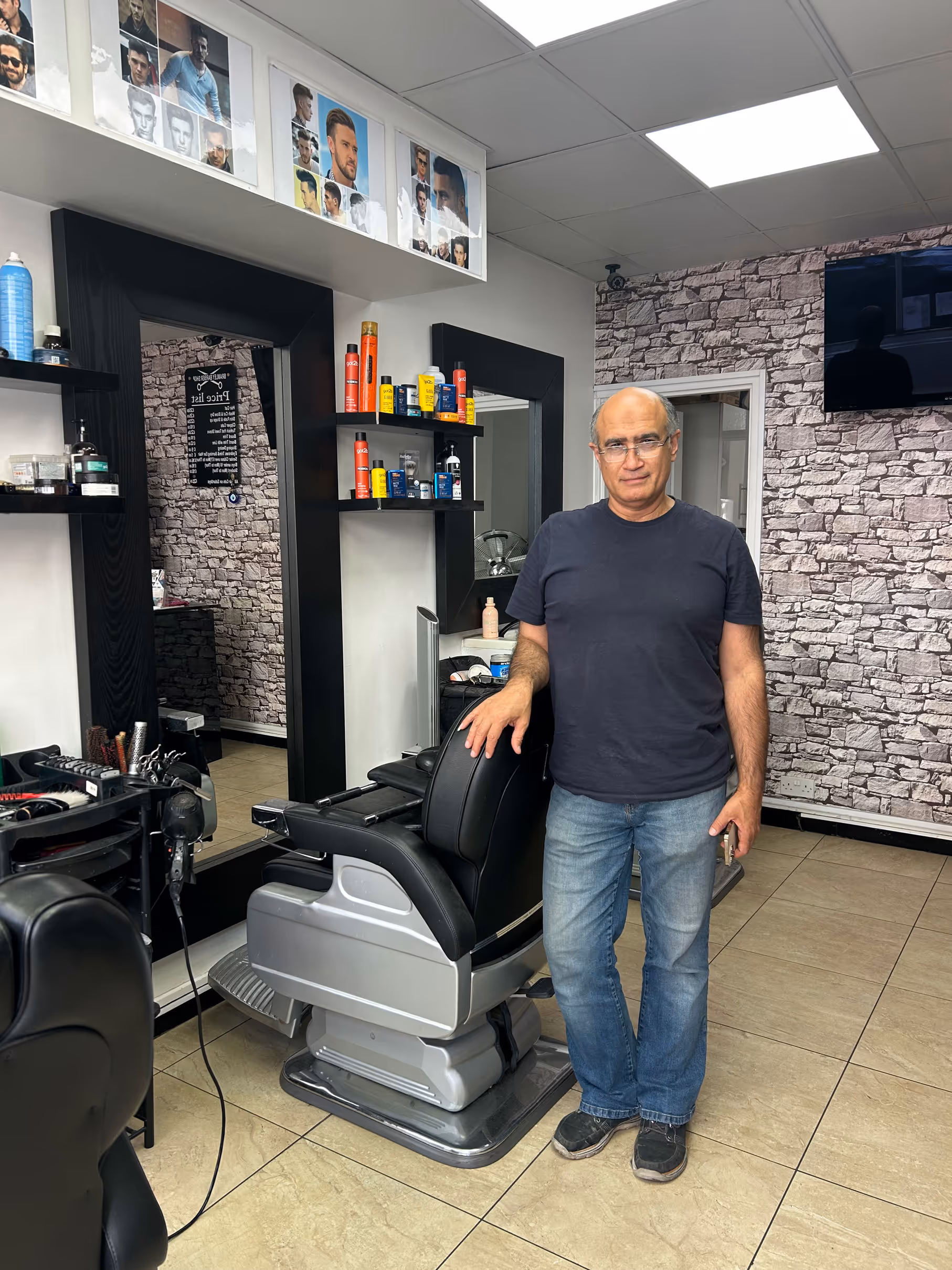 Man standing in a barber shop