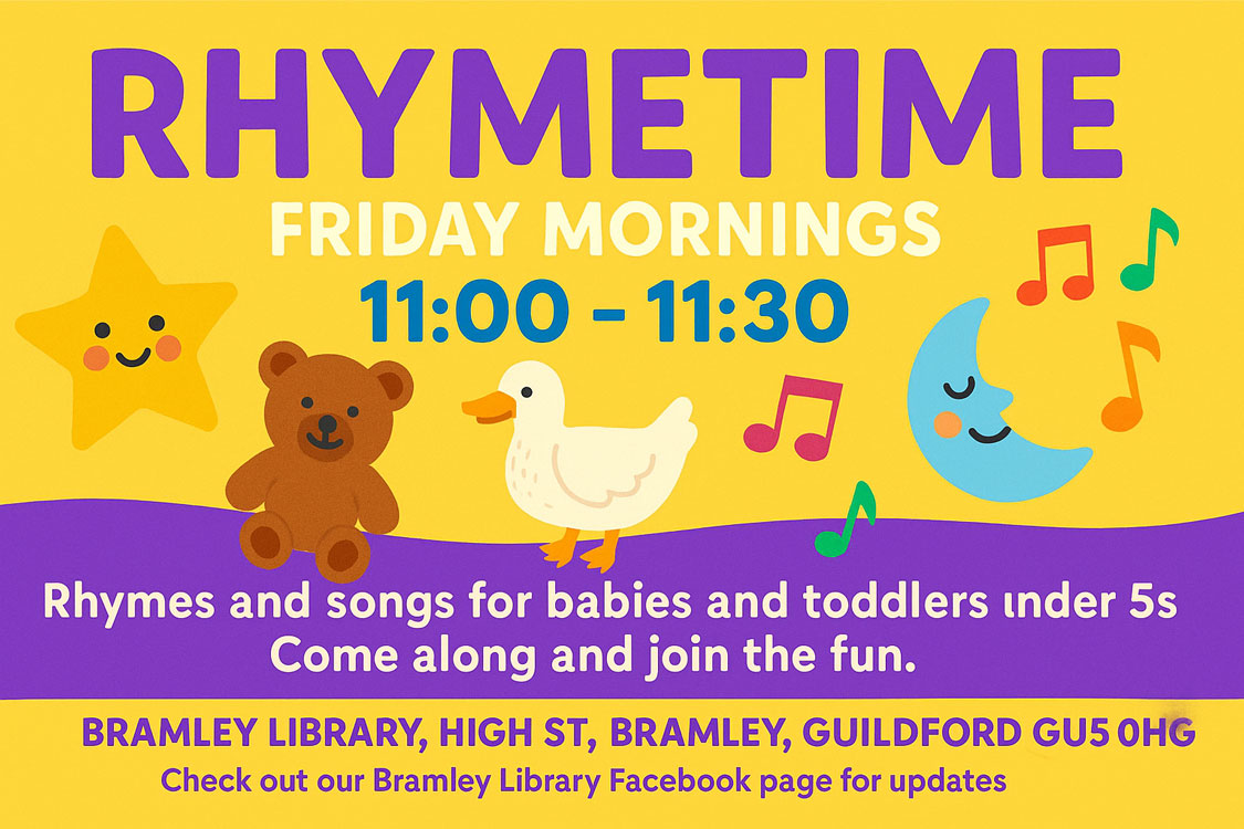 Yellow and purple poster that explains the details of Rhymetime