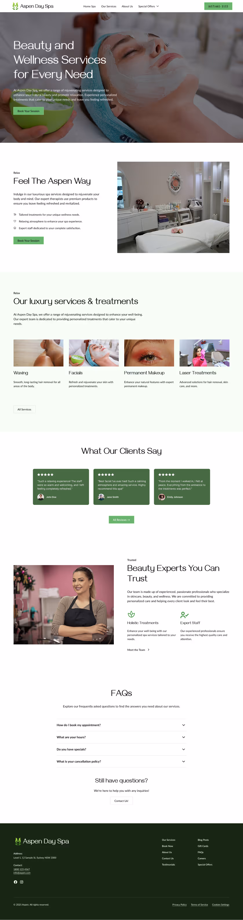 Mockup of a custom made website