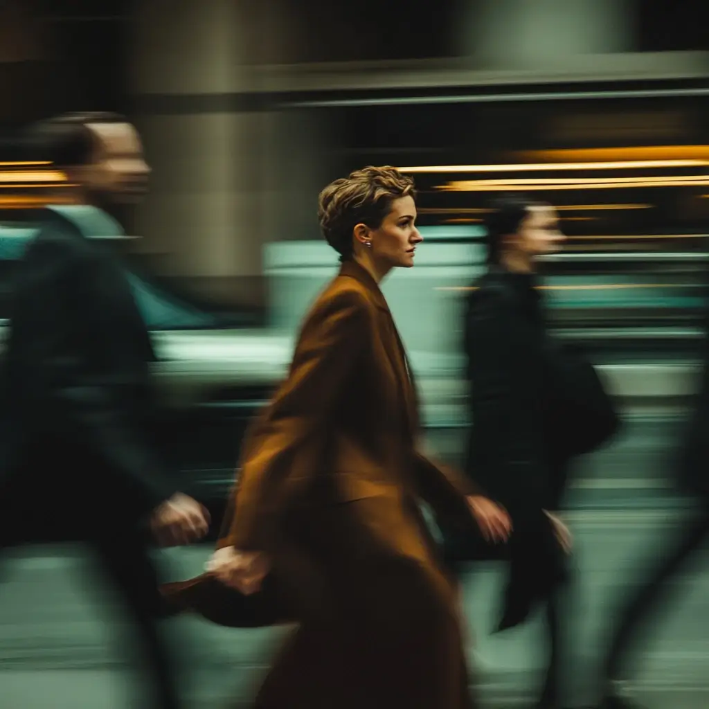 Mujer caminando al trabajo