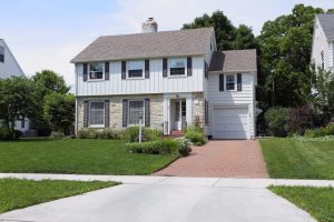 Board and batten siding on a home