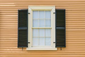 Double hung window on a home.