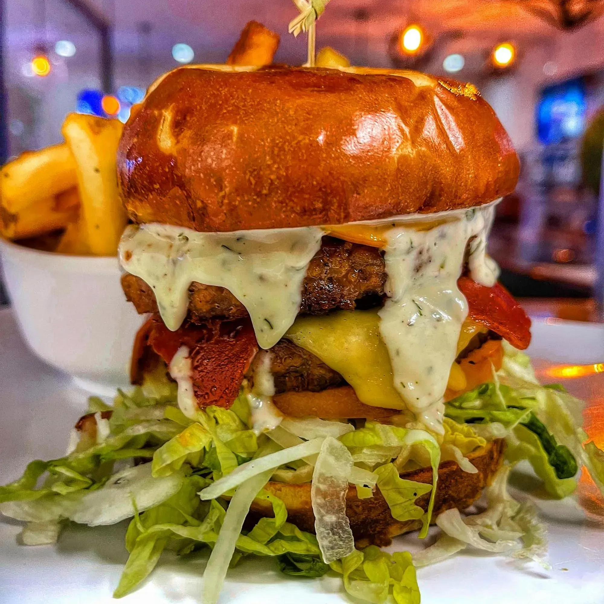 a big vegan hamburger