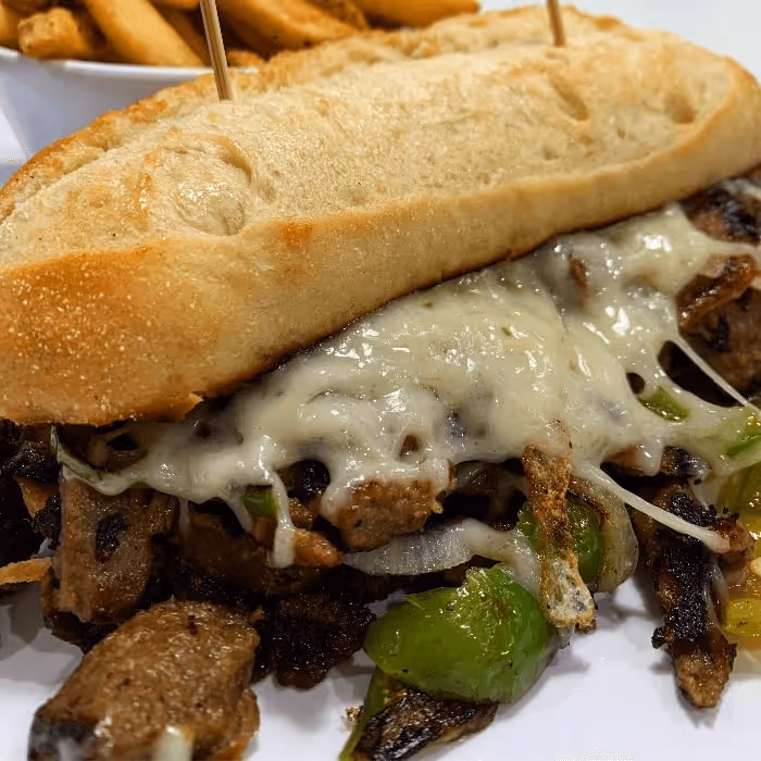 a vegan philly cheese steak