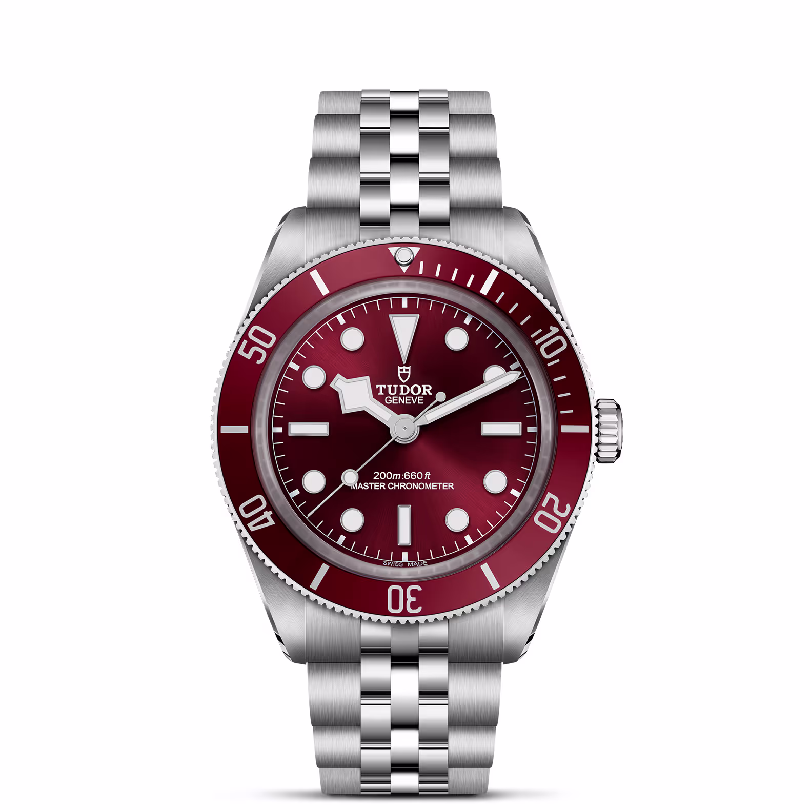 TUDOR Black Bay 58 with Burgundy Dial and 5 Link Steel Bracelet. Model M7939A1A0RU-0001. Jack Lewis Jewelers in Bloomington, Illinois.