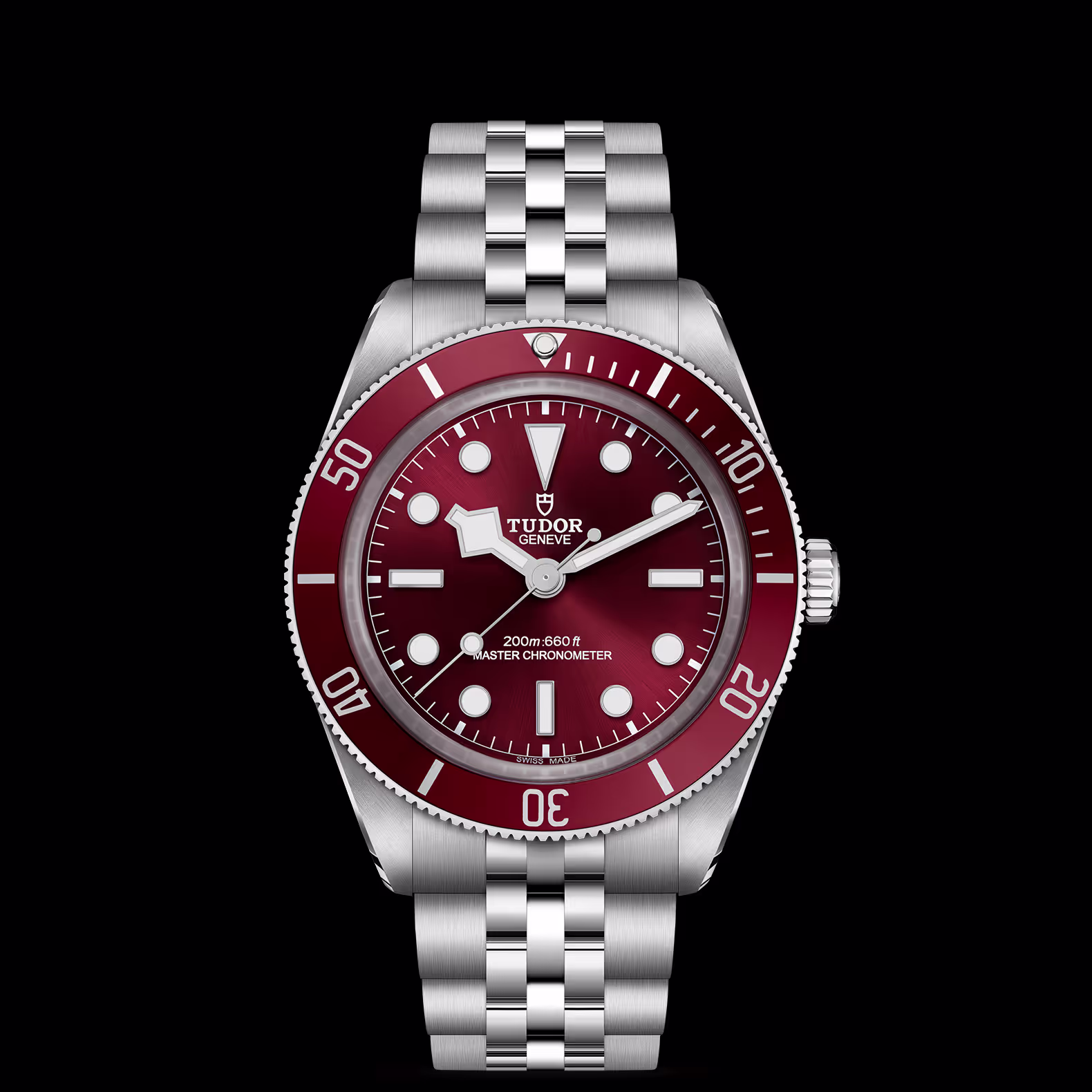 TUDOR Black Bay 58 with Burgundy Dial and 5 Link Steel Bracelet. Model M7939A1A0RU-0001. Jack Lewis Jewelers in Bloomington, Illinois.