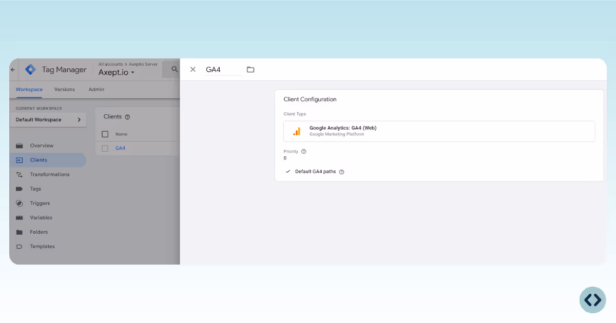 How to set up a GA4 client in your server container with Google Tag Manager, TAGGRS, and Axeptio