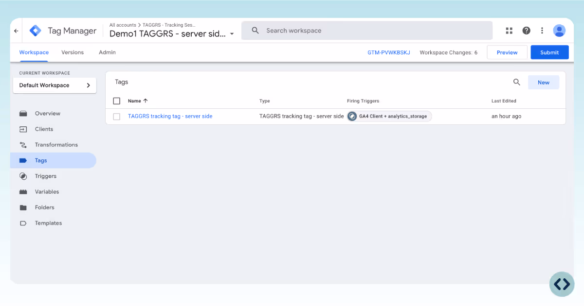 Server container creation in Google Tag Manager