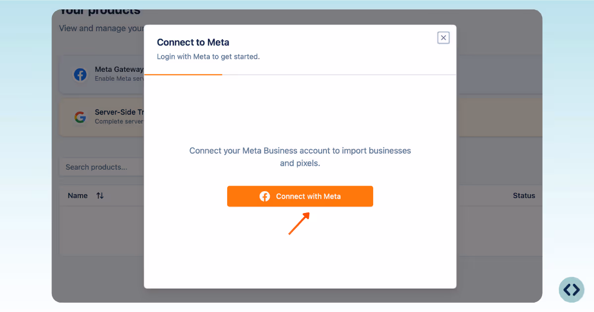Connect with Meta to configure your Facebook Conversions API Gateway with TAGGRS
