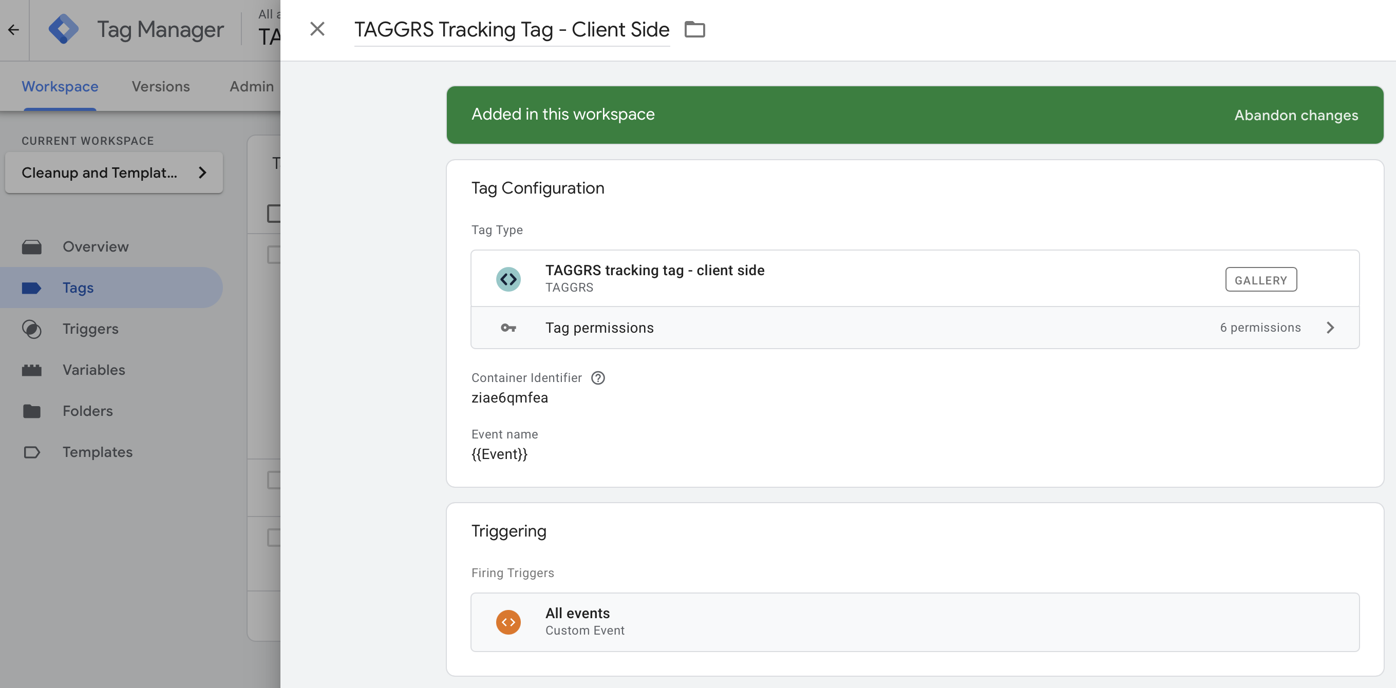 Configuration of TAGGRS tracking tag - client side
