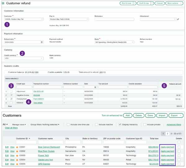 Sage Intacct 2025 release 3: account receivable - record customer refunds.