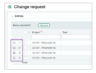 Sage Intacct Construction 2025 release 3: Drag and drop to reorder change request entries.