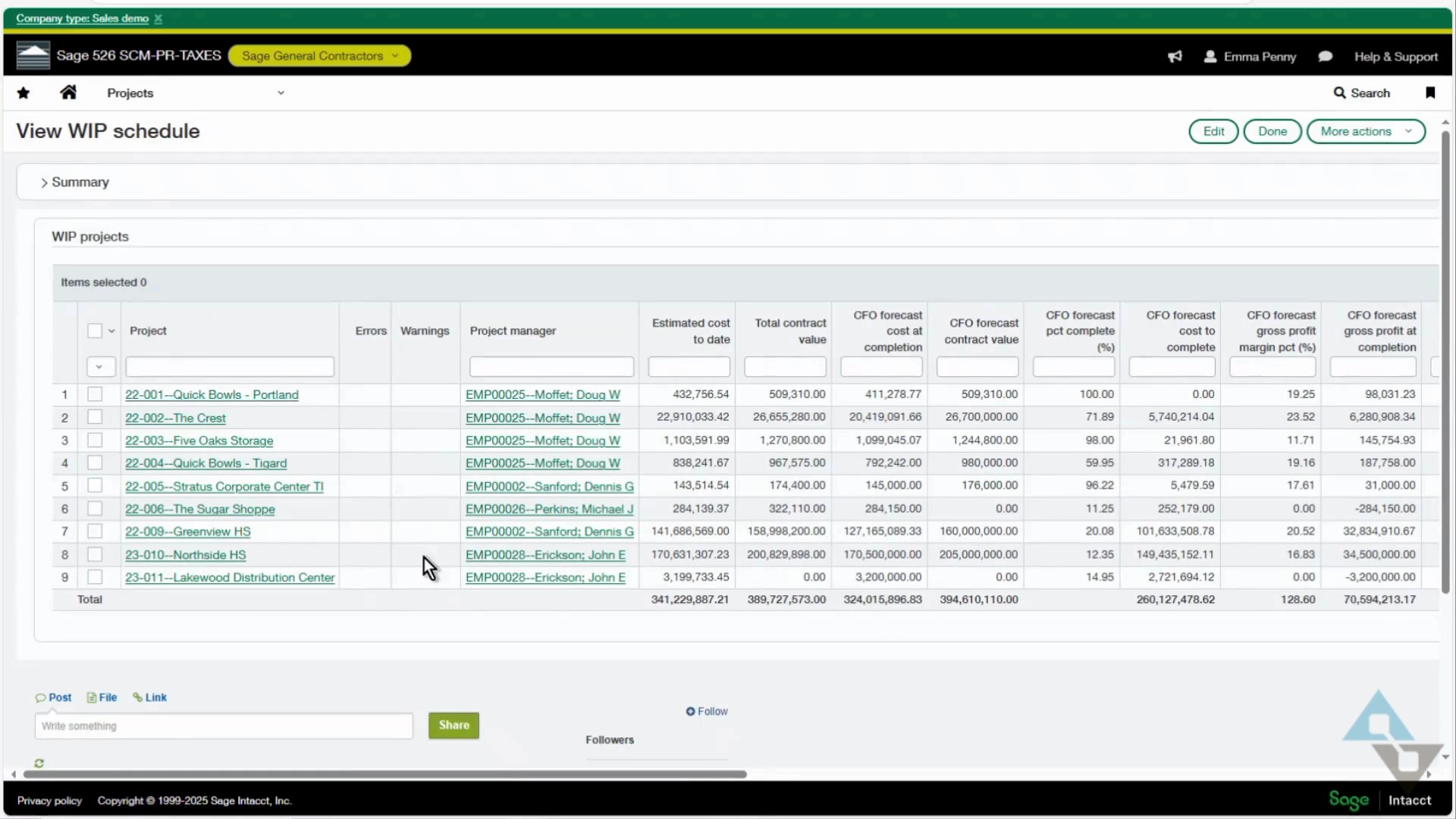 Short demo on Work In Progress Management (WIP) in Sage Intacct Construction