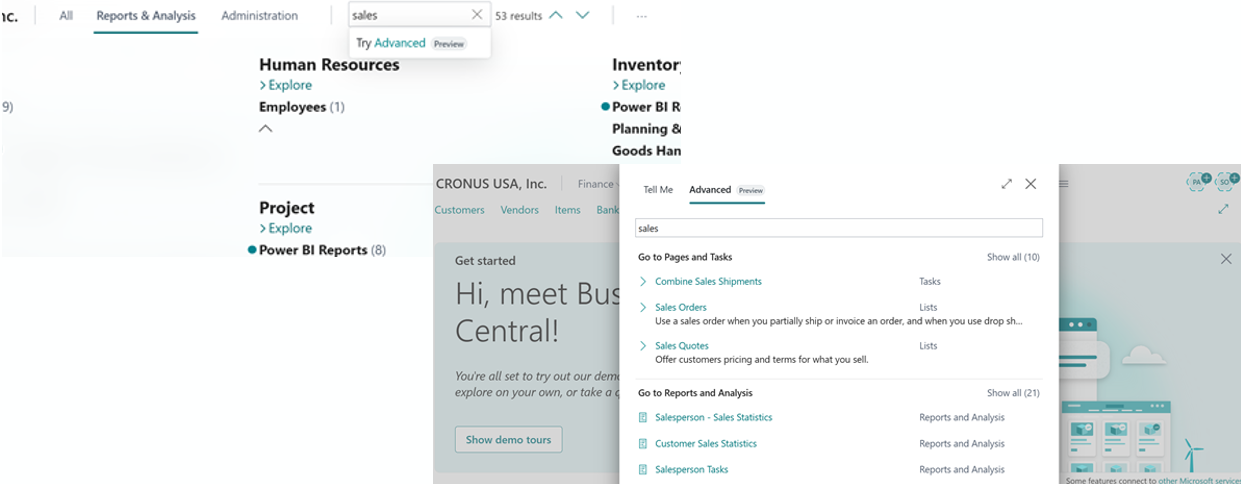 Microsoft Dynamics 365 Business Central 2025Wave 2 – Advanced search option in Tell Me that finds results based on semantic meaning