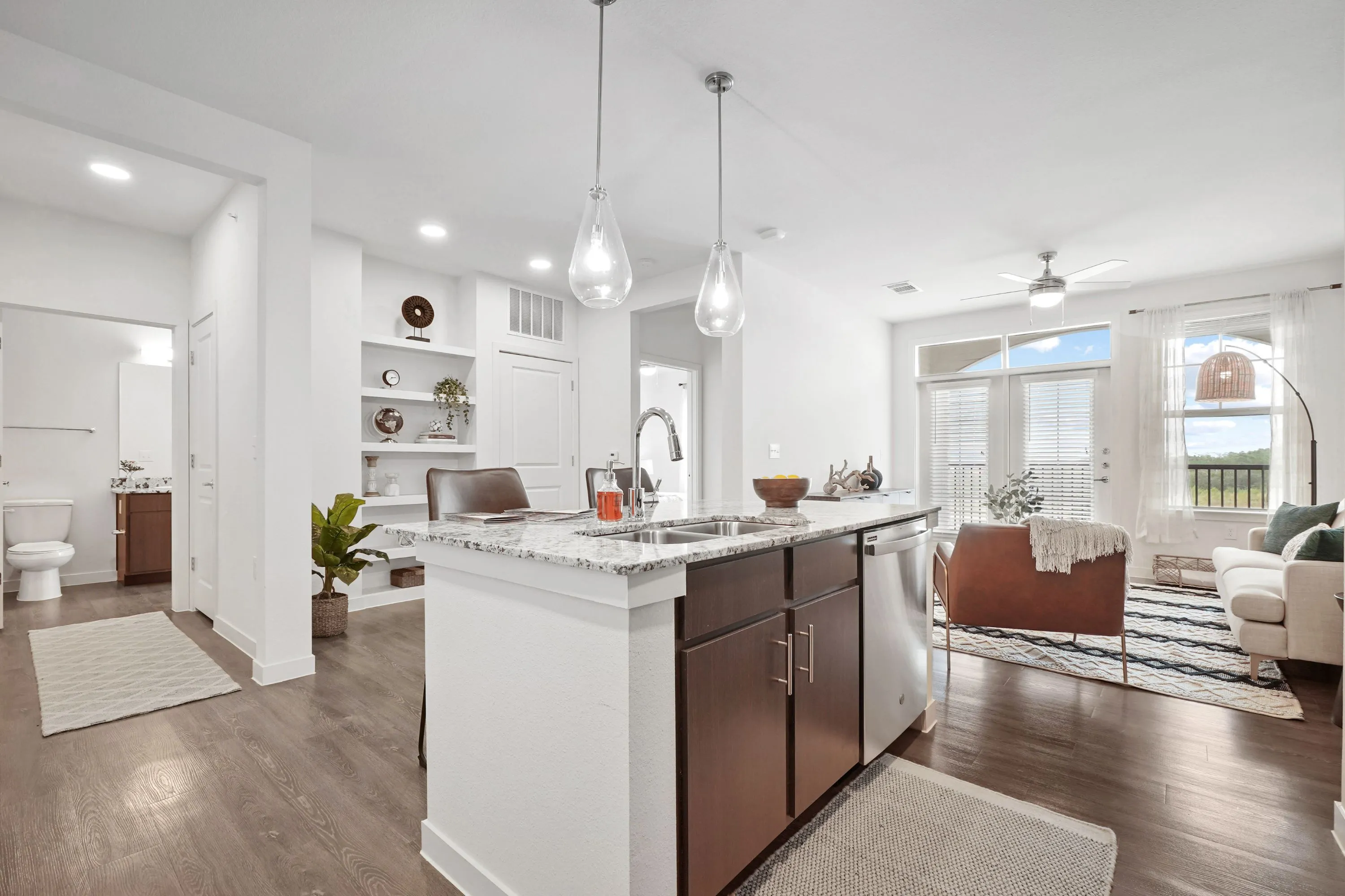 Kitchen to dining to living room