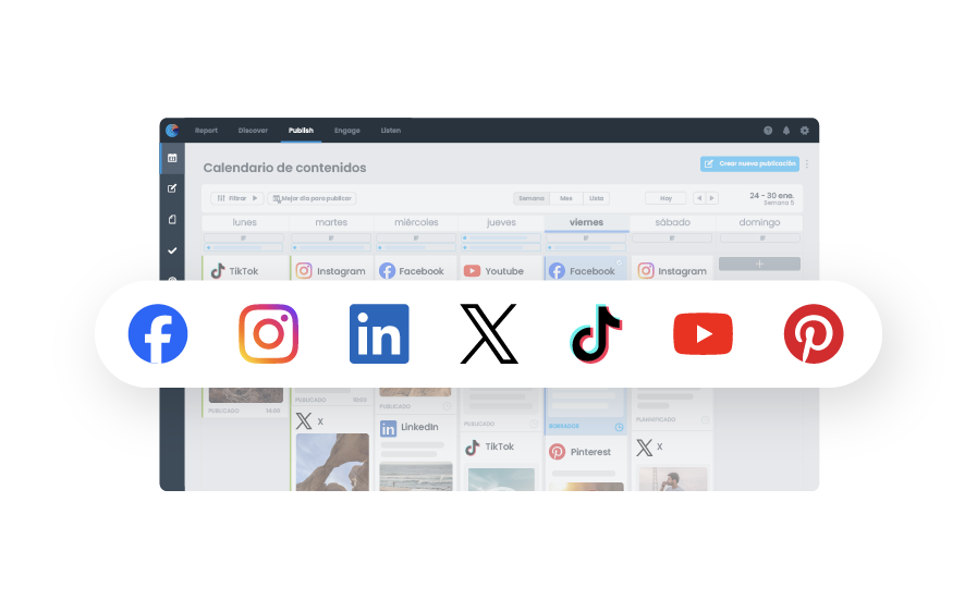 Calendario de contenido organizado para la planificación de redes sociales.