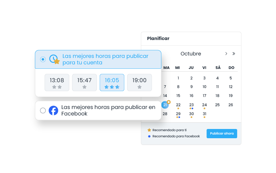 Publica en prime time para lograr mayor alcance y engagement en redes sociales.