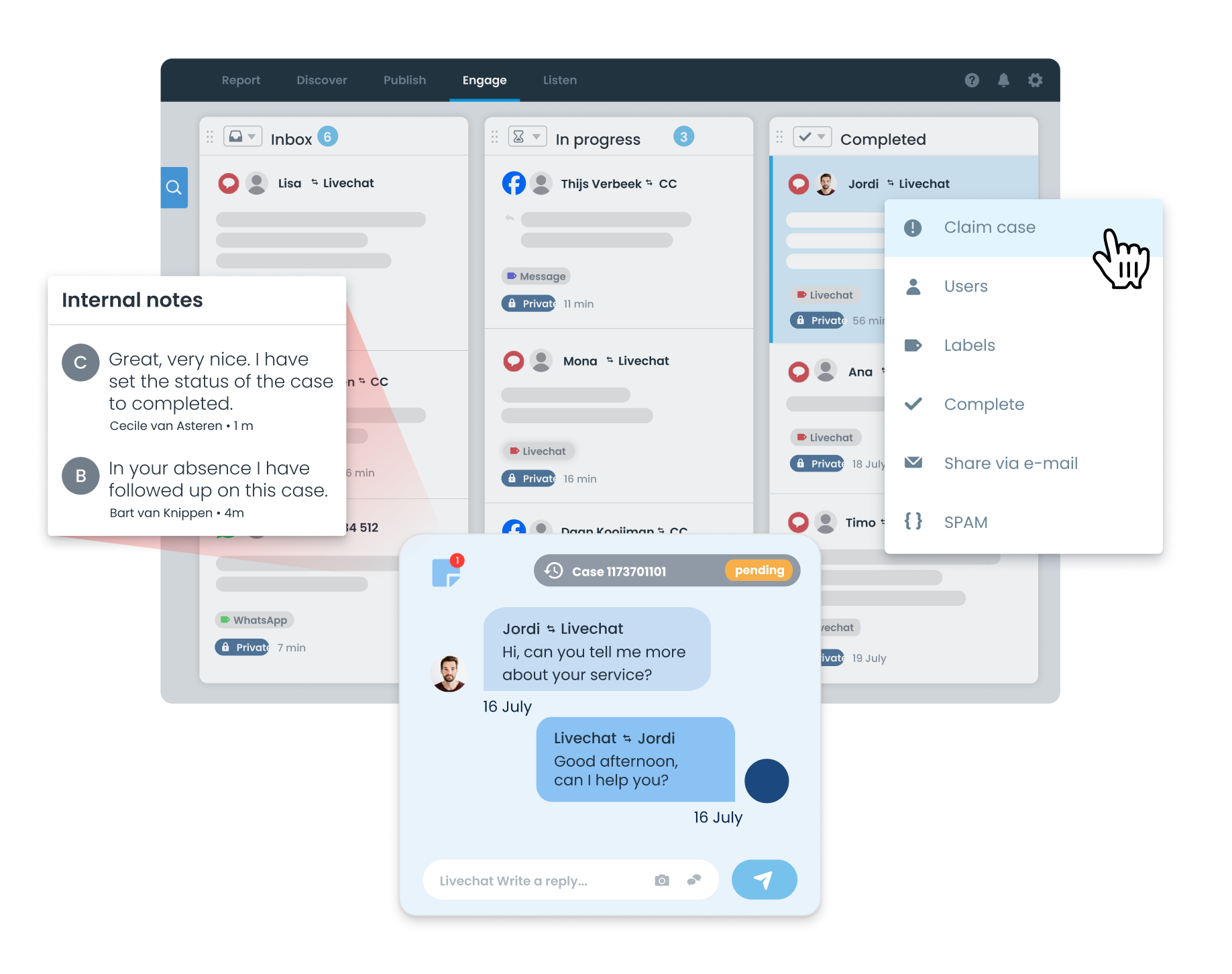 Livechatgesprekken beheren in Coosto Engage