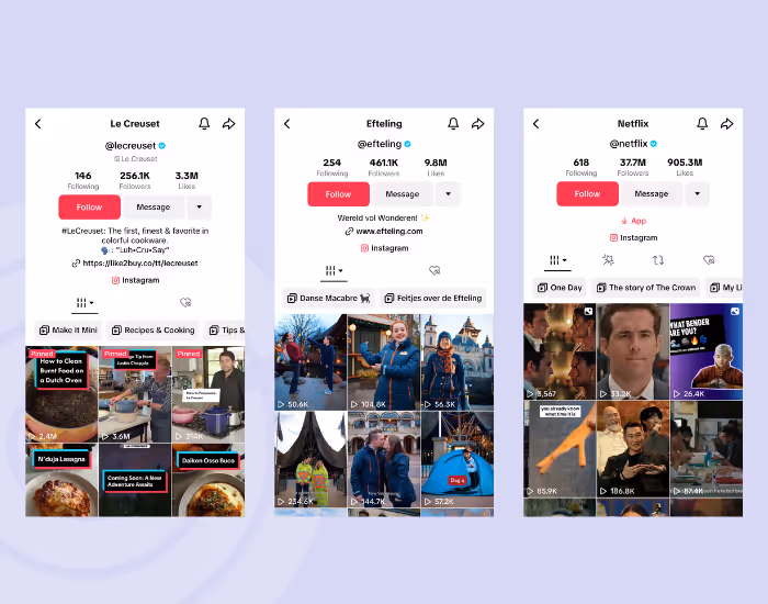 Voorbeelden van merken op TikTok