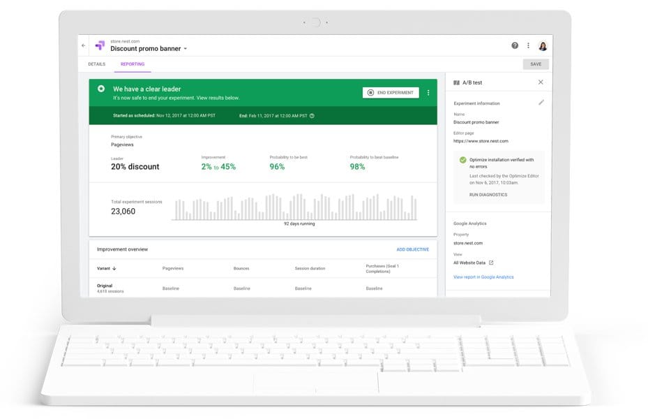 google-optimize-interface