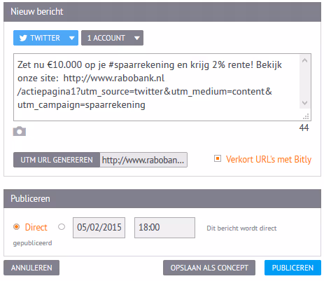 Coosto bitly url aanvinken